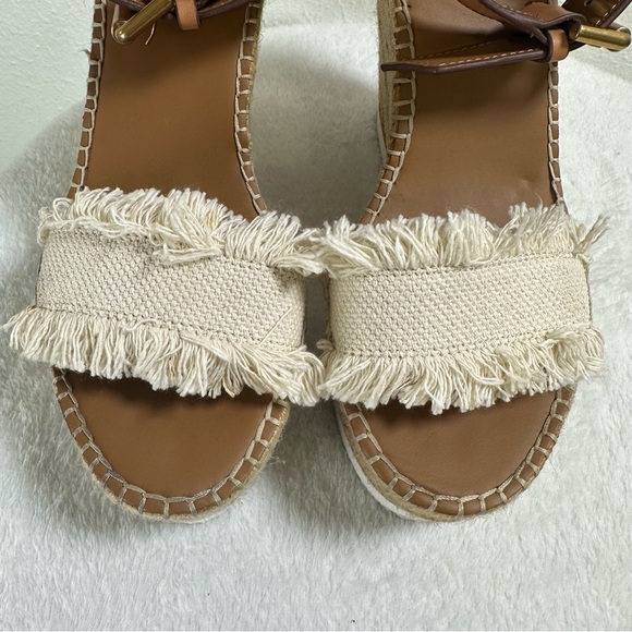 See By Chloe Glyn Fringe Wedge Sandals in Cream Platform - Picture 6 of 13